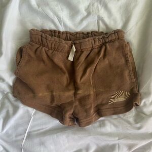 Kids Brown Casual Shorts with Embroidered Detail